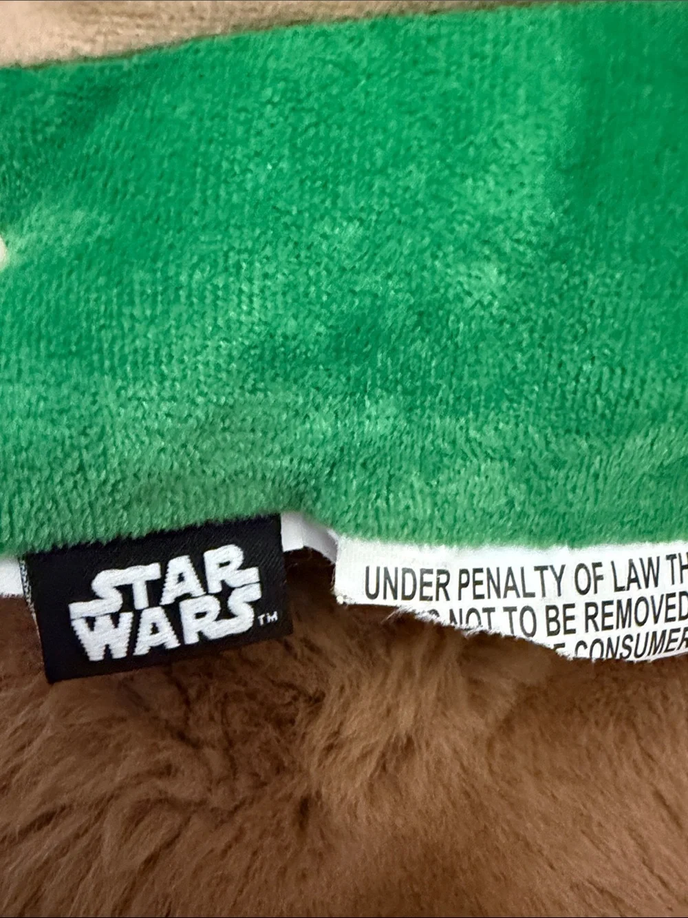 Star Wars Green and Tan Baby Yoda Plush Costume Pillow